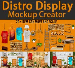 品牌专卖店服饰展示模型(自由组合)：Distro Display Mockup Creator
